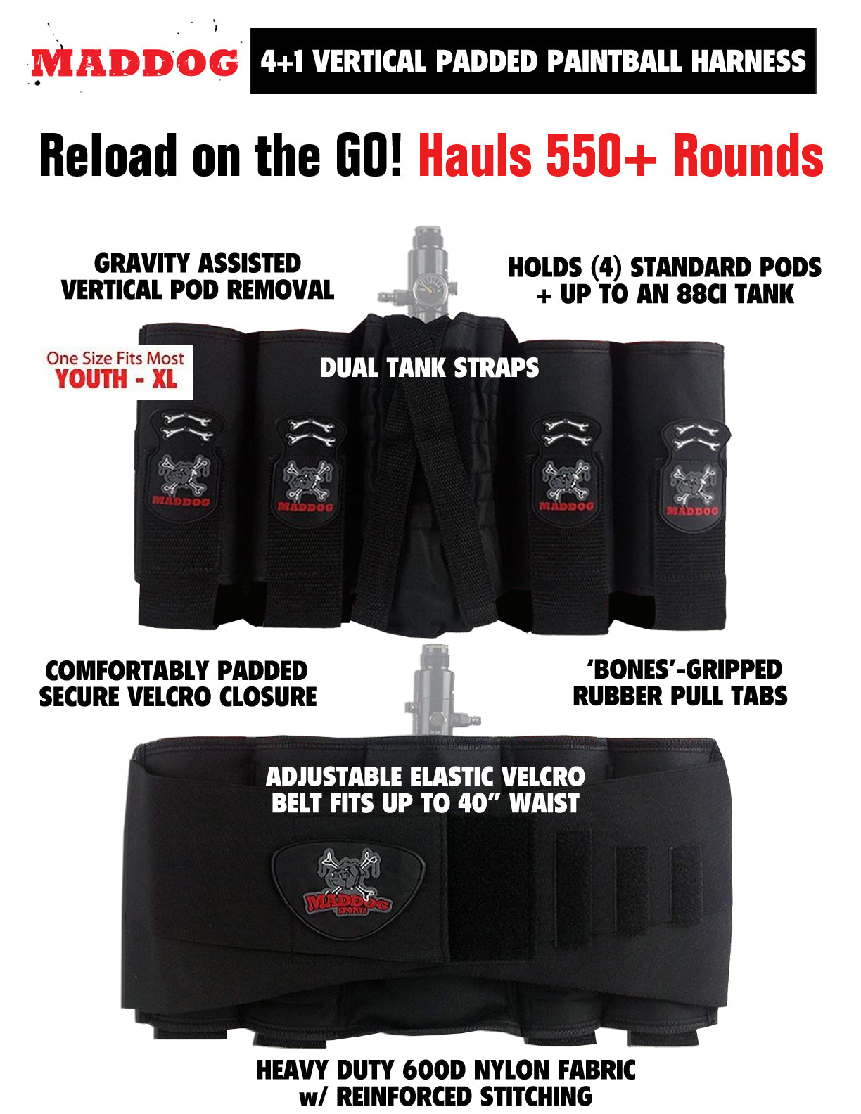 Maddog 4+1 Vertical Paintball Harness