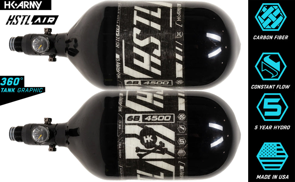 CLEARANCE HK Army HSTL 68/4500 Carbon Fiber HPA Compressed Air Paintball Tank System - Standard Reg - Hydro 10/2022