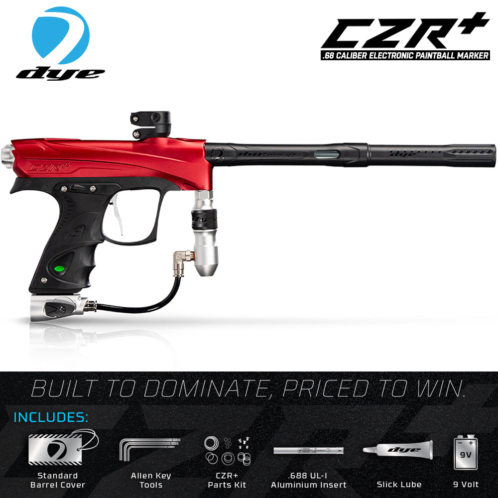 Dye CZR+ .68 Caliber Full Auto Electronic Paintball Gun Marker - Red / Silver Dust