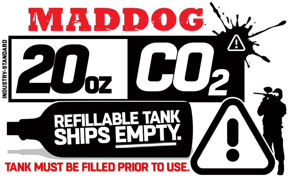 CLEARANCE Maddog 20 Oz Aluminum Paintball Tank Co2 Bottle | 2024 Hydro | Used BUT Not Abused