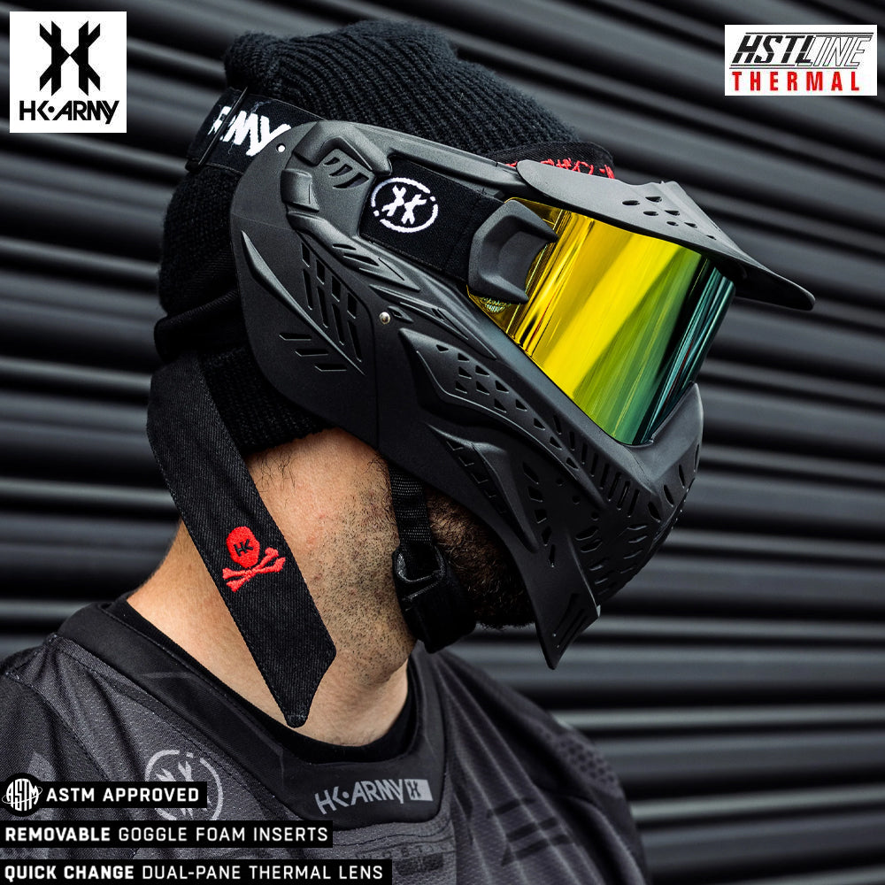 HK Army HSTL Goggle Paintball Airsoft Mask with Anti Fog Thermal Lens - Black w/ Gold Lens