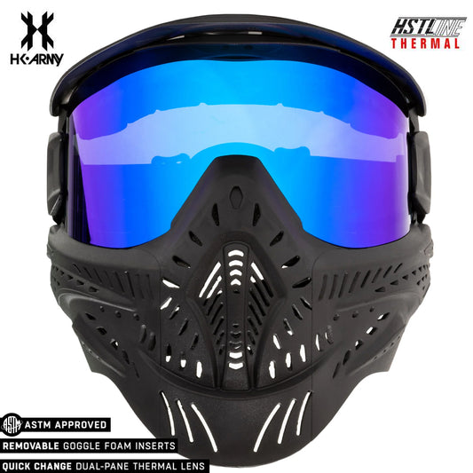 HK Army HSTL Goggle Paintball Airsoft Mask with Anti Fog Thermal Lens - Black w/ Ice Lens