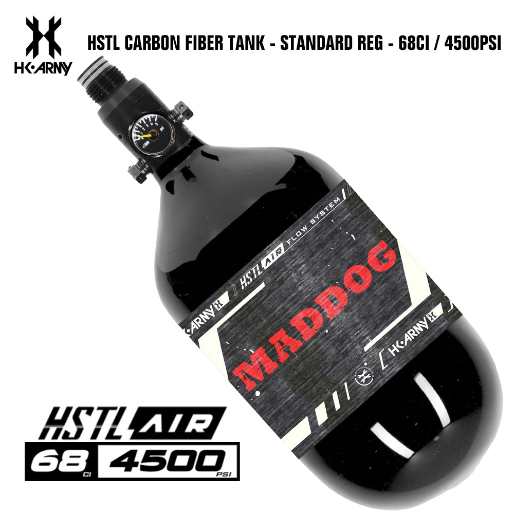 CLEARANCE Maddog HK Army HSTL 68/4500 Carbon Fiber HPA Compressed Air Paintball Tank Bottle System - Standard Reg - HYDRO 02/2024