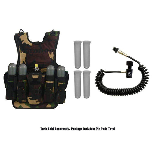 Maddog Tactical Camo Vest with Pods & Standard Remote Coil Paintball Package