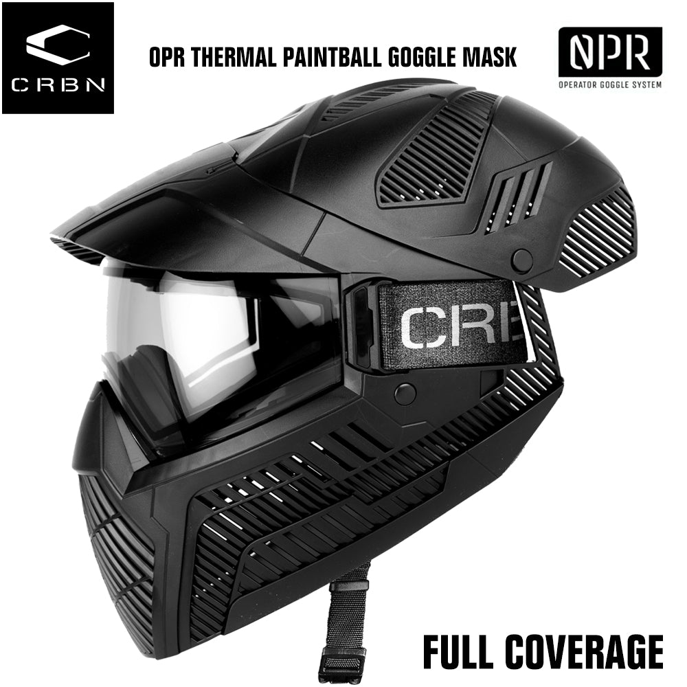 Carbon OPR Full Head Coverage Thermal Paintball Goggles Mask - Black