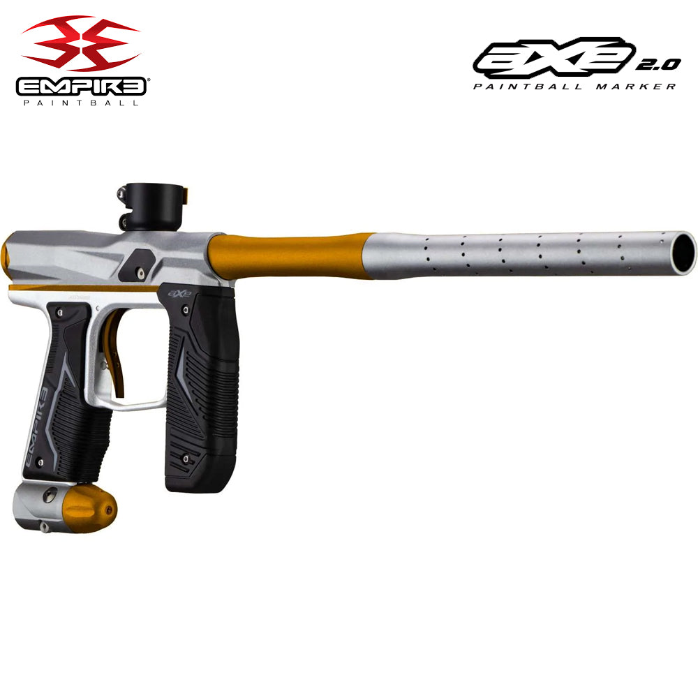 Empire Axe 2.0 Electronic Tournament Paintball Gun Marker - Full Auto - Dust Silver / Dust Gold