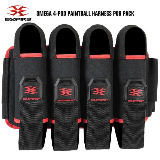 Empire Omega 4-Pod Paintball Harness Pod Pack - Black / Red