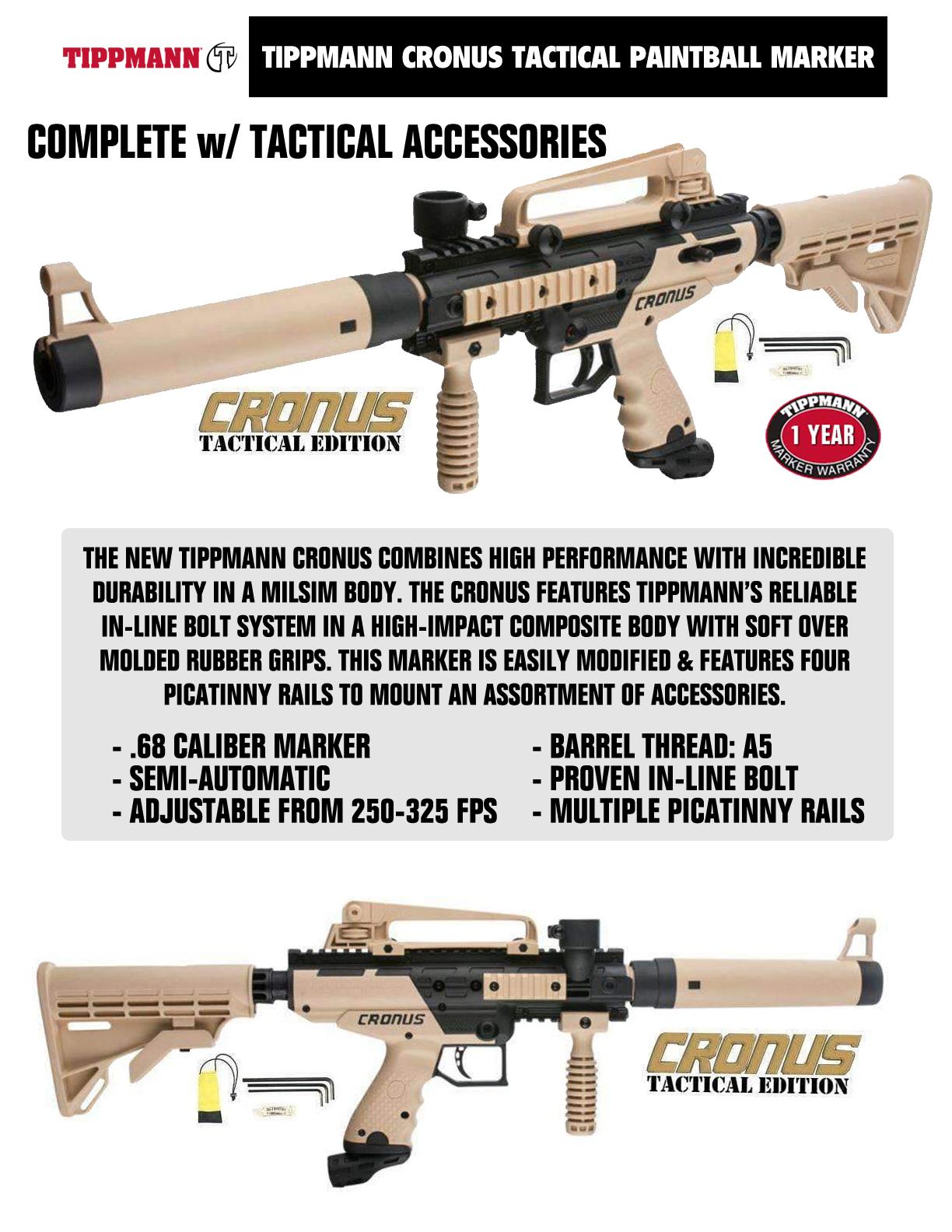 Tippmann Cronus Tactical Starter HPA Paintball Gun Package