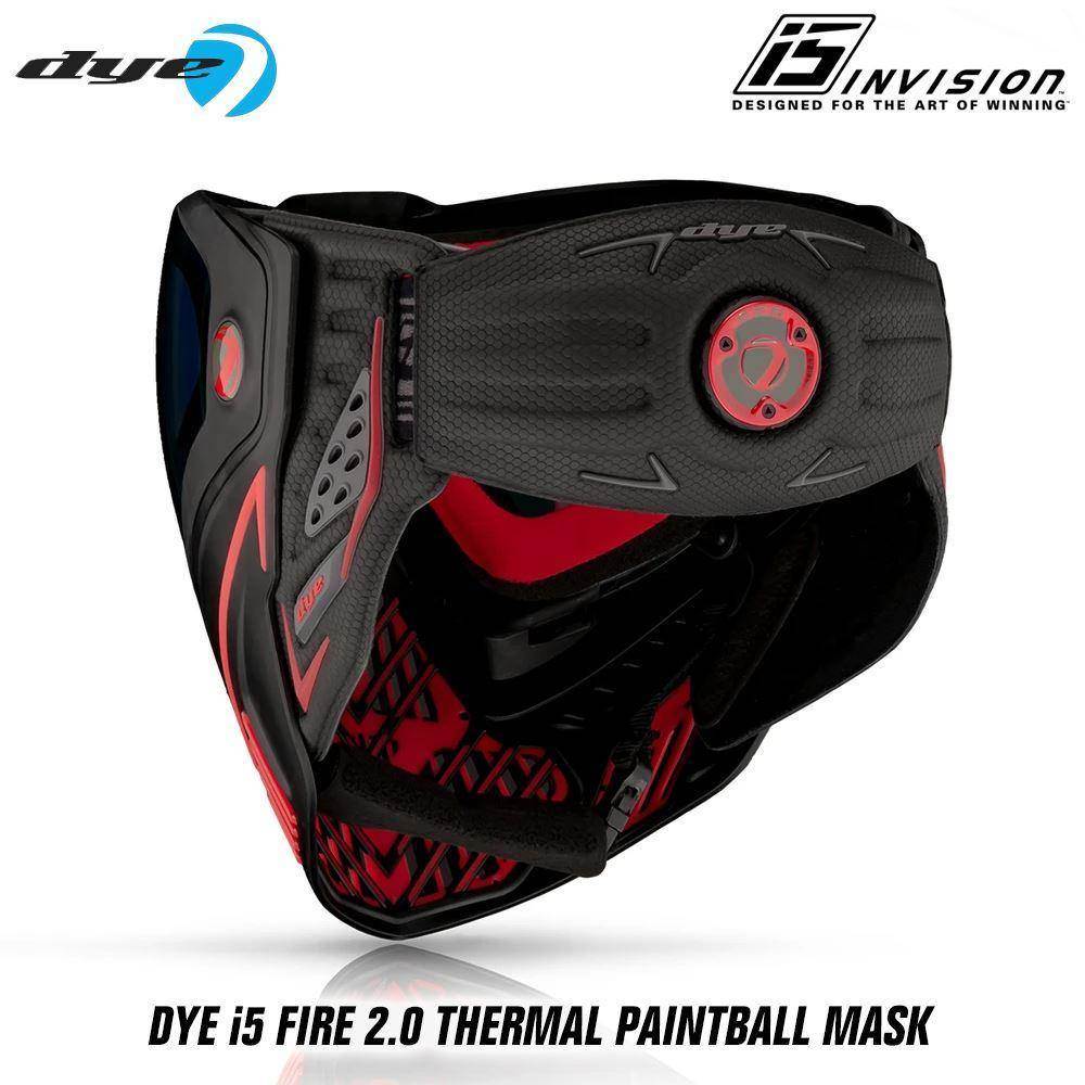 Dye I5 Thermal Paintball Mask Goggles with GSR Pro Strap - Fire 2.0 Black / Red - PaintballDeals.com