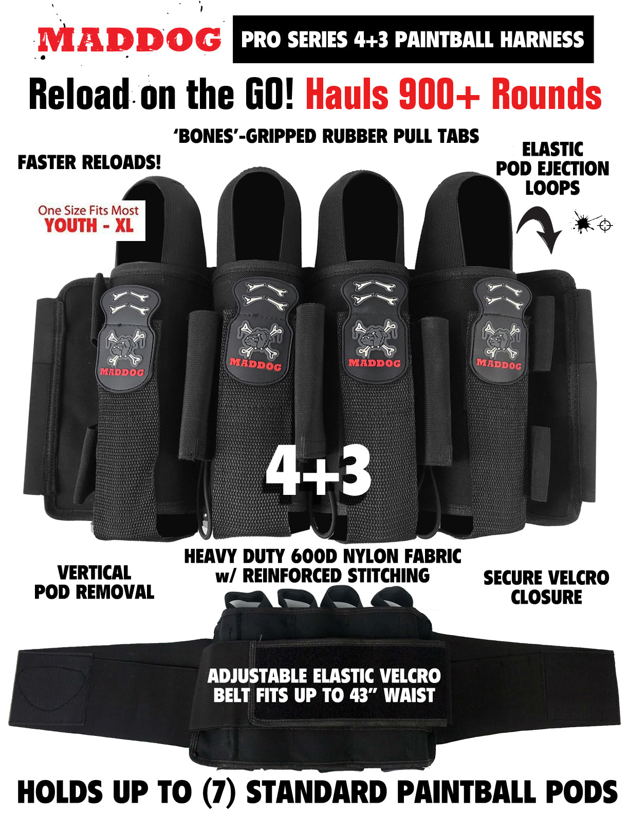 Maddog DYE CZR+ .68 Cal Full Auto Electronic Paintball Gun Marker Elite Starter Package | Thermal Anti-Fog Paintball Mask, HPA Tank, Empire Halo Too Loader, Neck Protector, Pro Harness & Paintball Pods