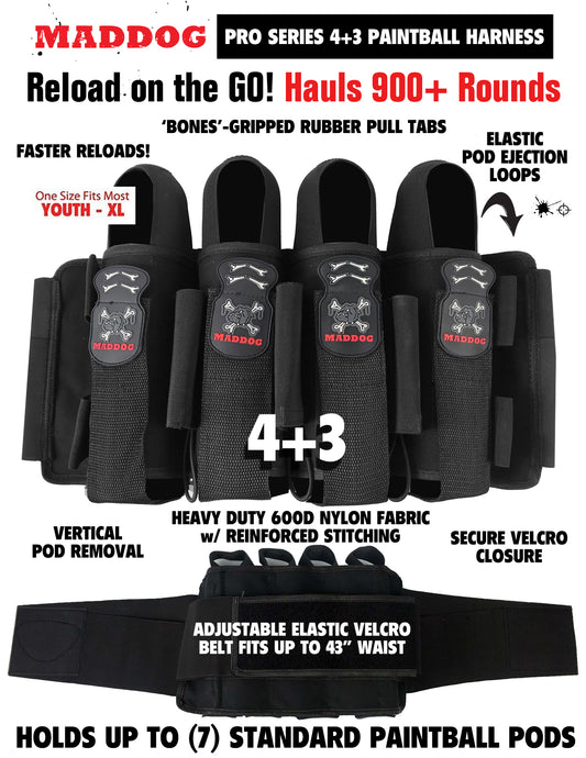 CLEARANCE Used Maddog Pro Paintball 4+3 Pod Pack Harness