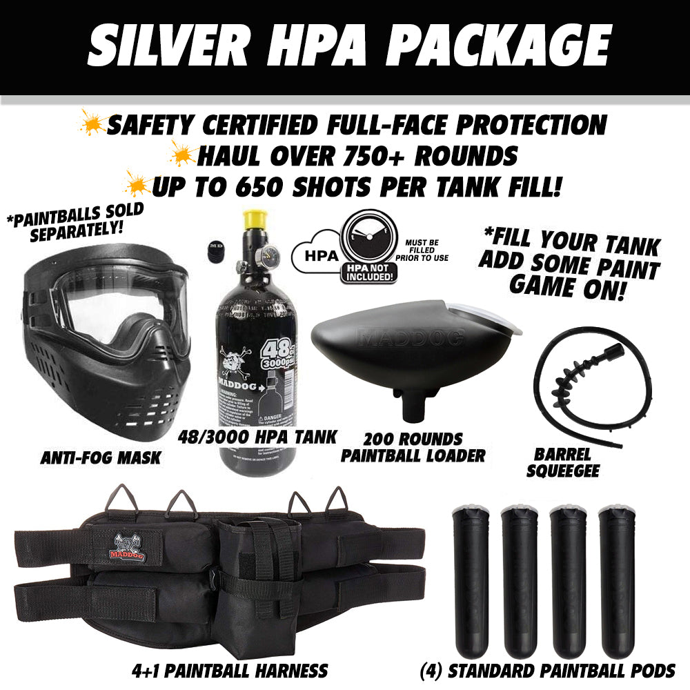 Tippmann Vantage .68 Caliber Semi-Automatic Silver HPA Paintball Gun Package