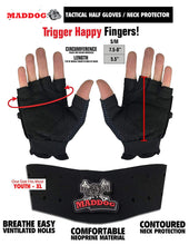 CLEARANCE Maddog Padded Airsoft Paintball Chest Protector, Tactical Half Finger Glove, & Neck Protector Combo Package - Black - Large / X-Large