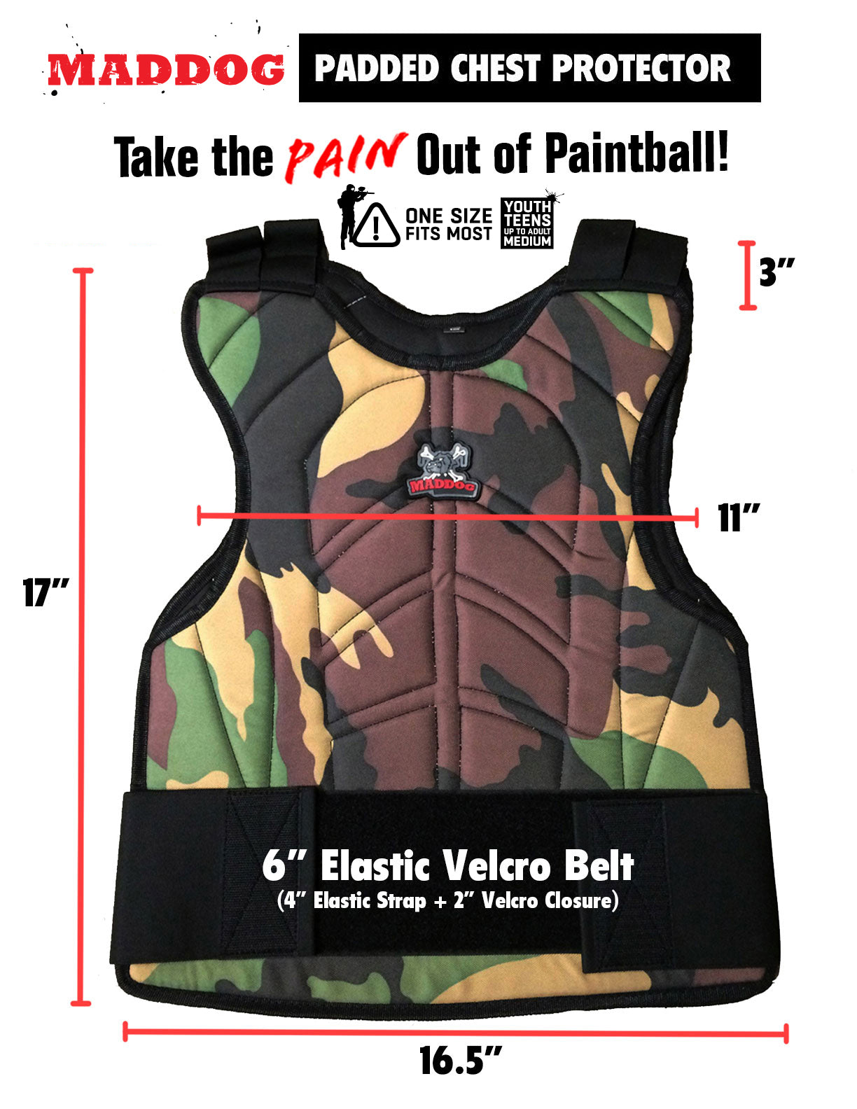 CLEARANCE Maddog Sports Paintball & Airsoft Padded Chest Protector | Used But NOT Abused