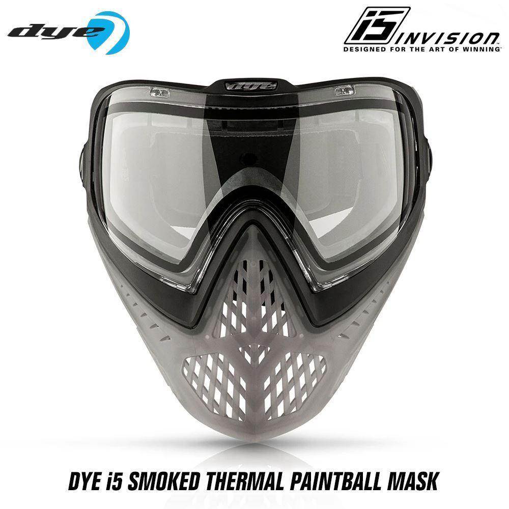 Dye I5 Thermal Paintball Mask Goggles with GSR Pro Strap - SMOKED Smoke / Black - PaintballDeals.com
