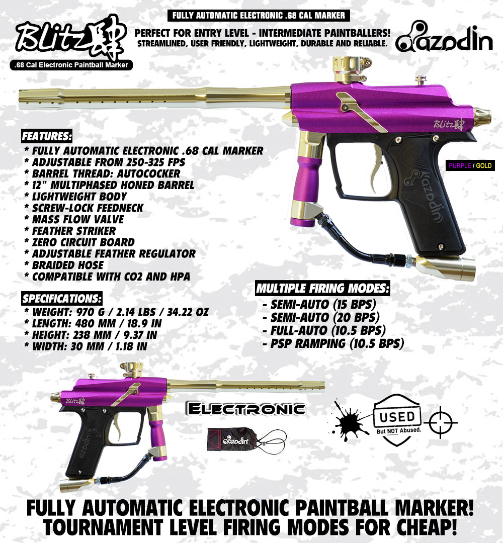 CLEARANCE Azodin Blitz 4 Electronic .68 Caliber Paintball Gun | USED But NOT Abused