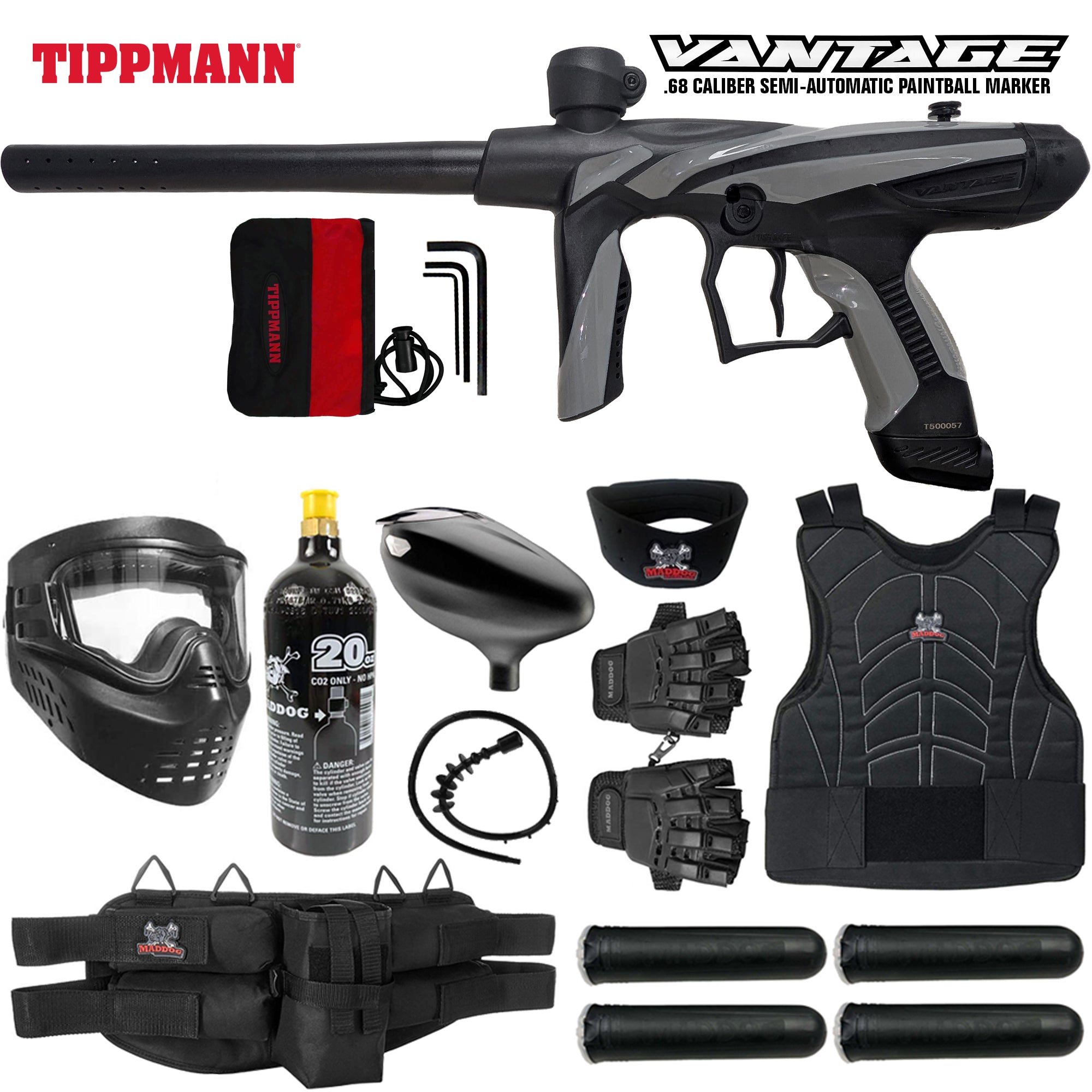 Tippmann Vantage .68 Caliber Semi-Automatic Protective CO2 Paintball Gun Starter Package