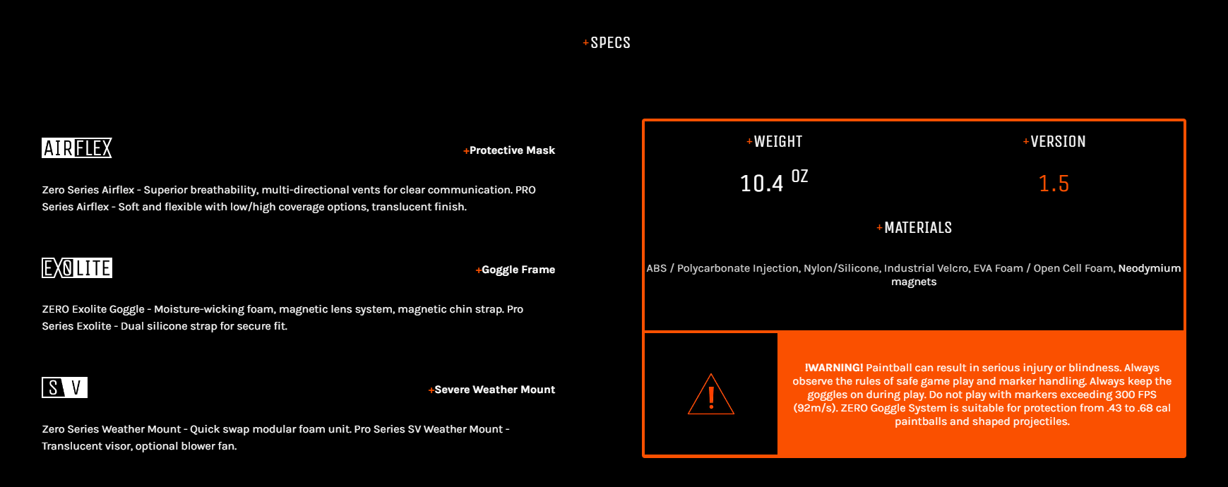 Carbon Zero Thermal Paintball Goggles - Pro Smoke - Less Coverage