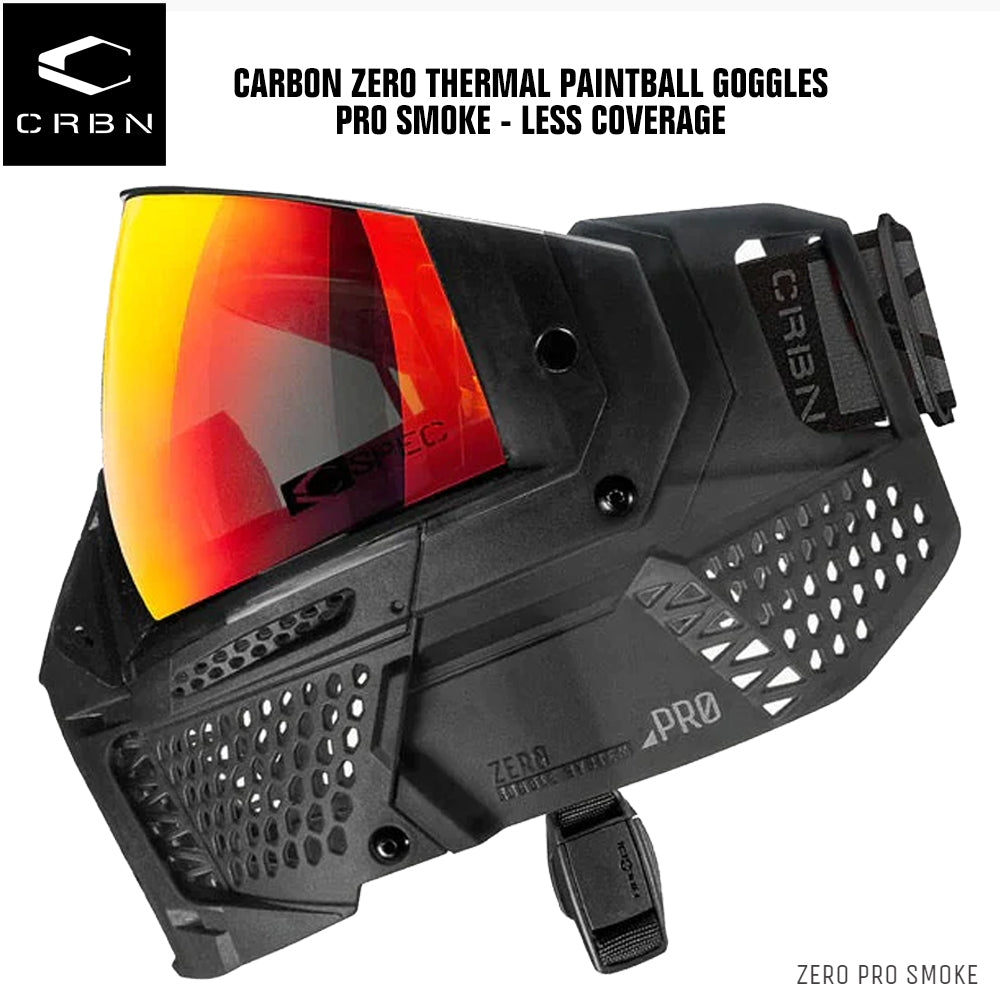 Carbon Zero Thermal Paintball Goggles - Pro Smoke - Less Coverage