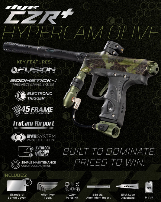 Dye CZR+ .68 Caliber Full Auto Electronic Paintball Gun Marker - PGA HyperCam Olive Dust