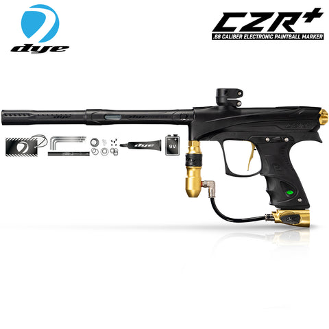 Dye CZR+ .68 Caliber Full Auto Electronic Paintball Gun Marker - Black / Gold Dust