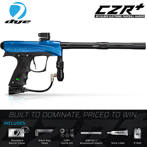 Dye CZR+ .68 Caliber Full Auto Electronic Paintball Gun Marker - Blue / Black Dust