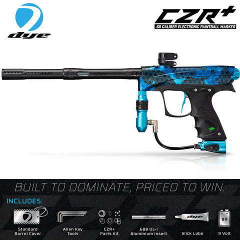 Dye CZR+ .68 Caliber Full Auto Electronic Paintball Gun Marker - PGA HyperCam Cyan Dust