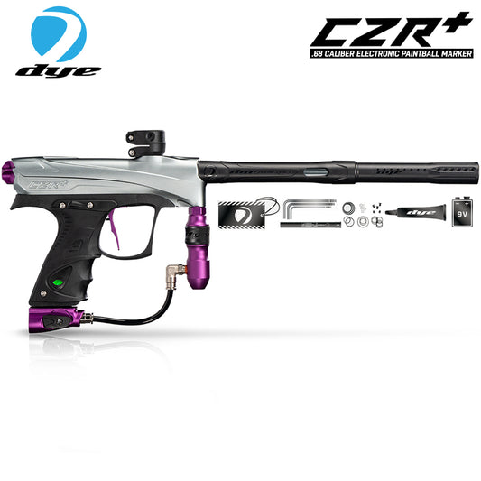 Dye CZR+ .68 Caliber Full Auto Electronic Paintball Gun Marker - Grey / Purple Dust