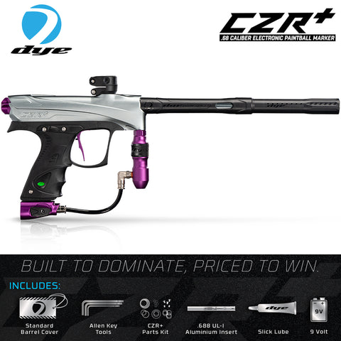 Dye CZR+ .68 Caliber Full Auto Electronic Paintball Gun Marker - Grey / Purple Dust