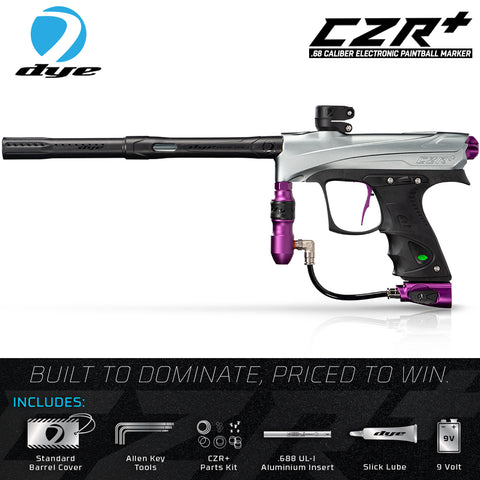 Dye CZR+ .68 Caliber Full Auto Electronic Paintball Gun Marker - Grey / Purple Dust