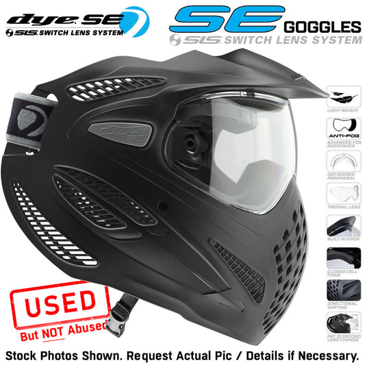 CLEARANCE Dye SE Thermal Anti-Fog Lens Paintball Mask Goggles - Black w/ Clear | USED But NOT Abused