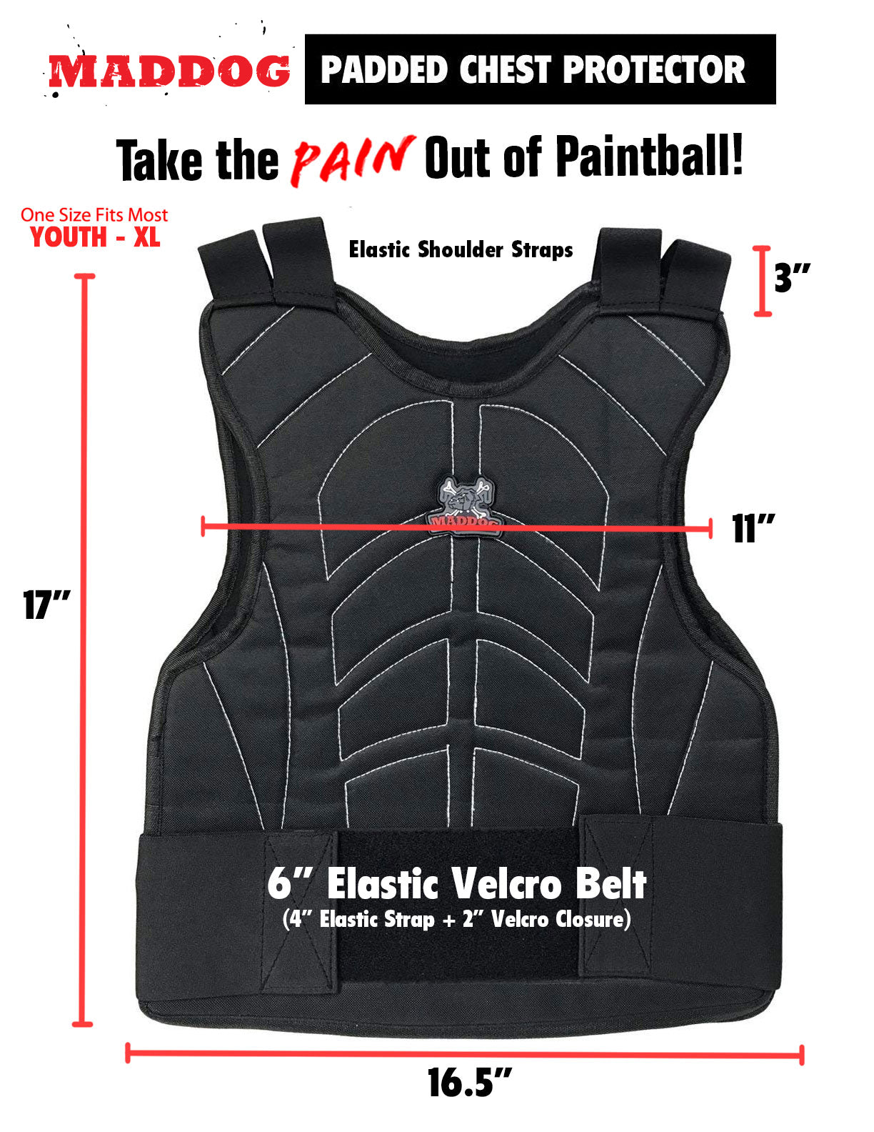 CLEARANCE Maddog Paintball Protective Combo - Tactical Half-Finger Gloves, Padded Chest Protector, & Neoprene Neck Protector - Black or Camo