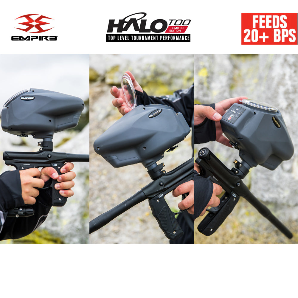 LIMITED EDITION Empire Halo Too Electronic Paintball Loader Hopper - Matte Gray - 20+BPS