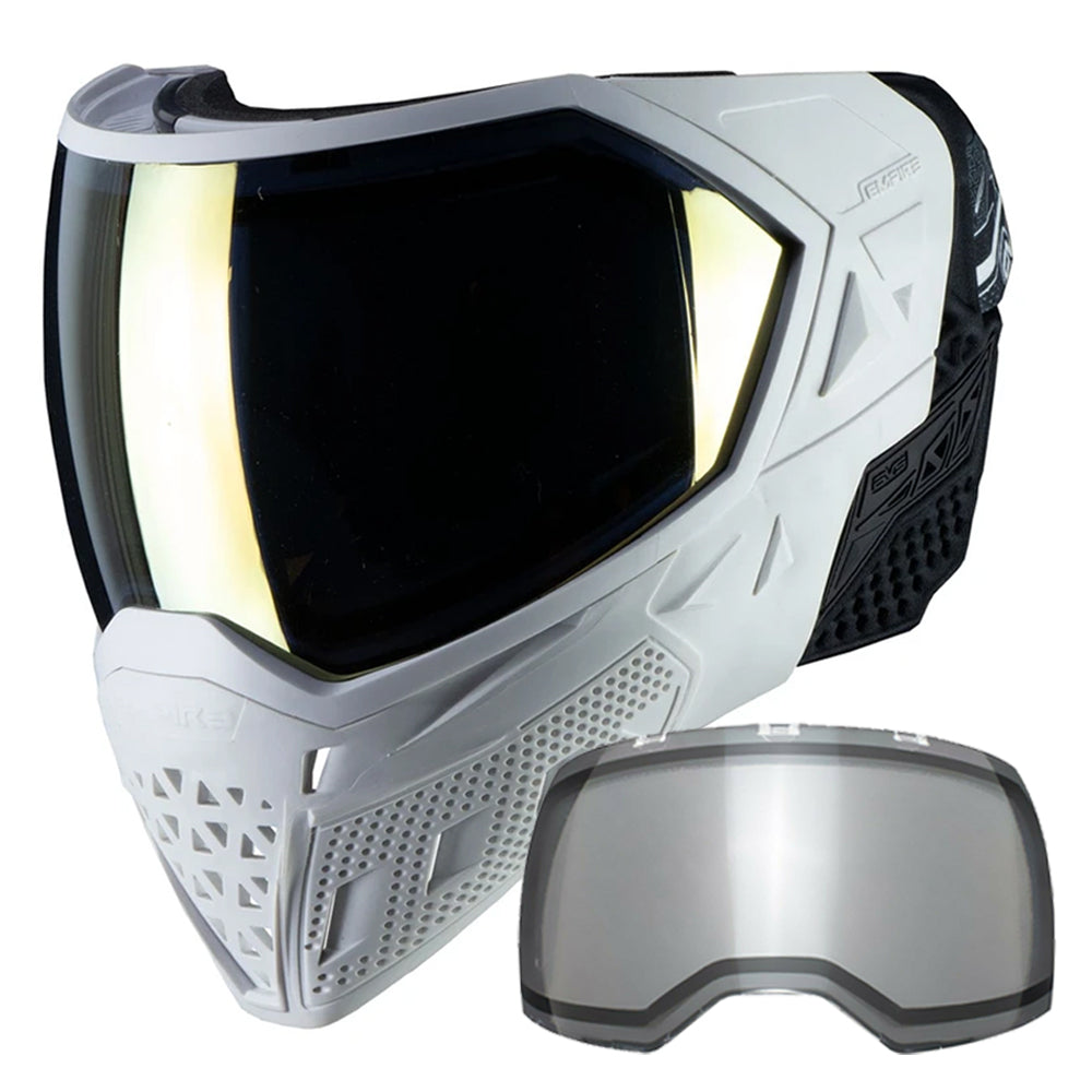 CLEARANCE Empire EVS Thermal Paintball Mask Goggles + BONUS CLEAR THERMAL LENS - White/White Gold