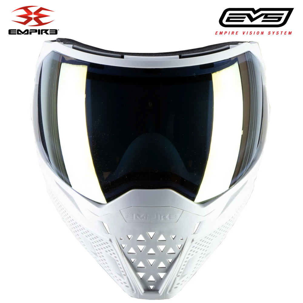 CLEARANCE Empire EVS Thermal Paintball Mask Goggles + BONUS CLEAR THERMAL LENS - White/White Gold