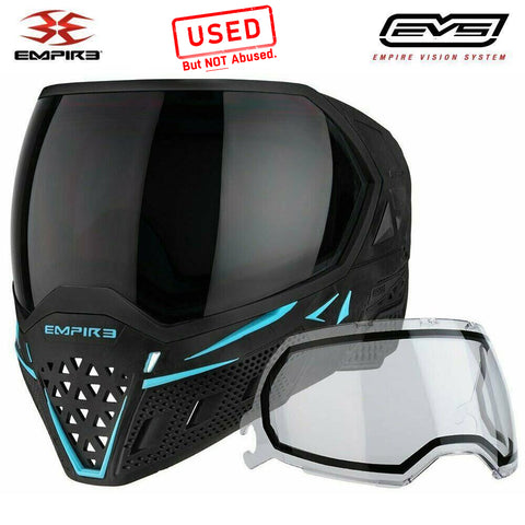 CLEARANCE Empire EVS Thermal Paintball Mask - Black / Aqua - OPEN BOX