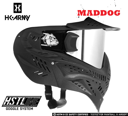 Maddog HK Army HSTL Goggle Paintball Airsoft Mask with Anti Fog Thermal Lens - Black w/ Chrome Lens