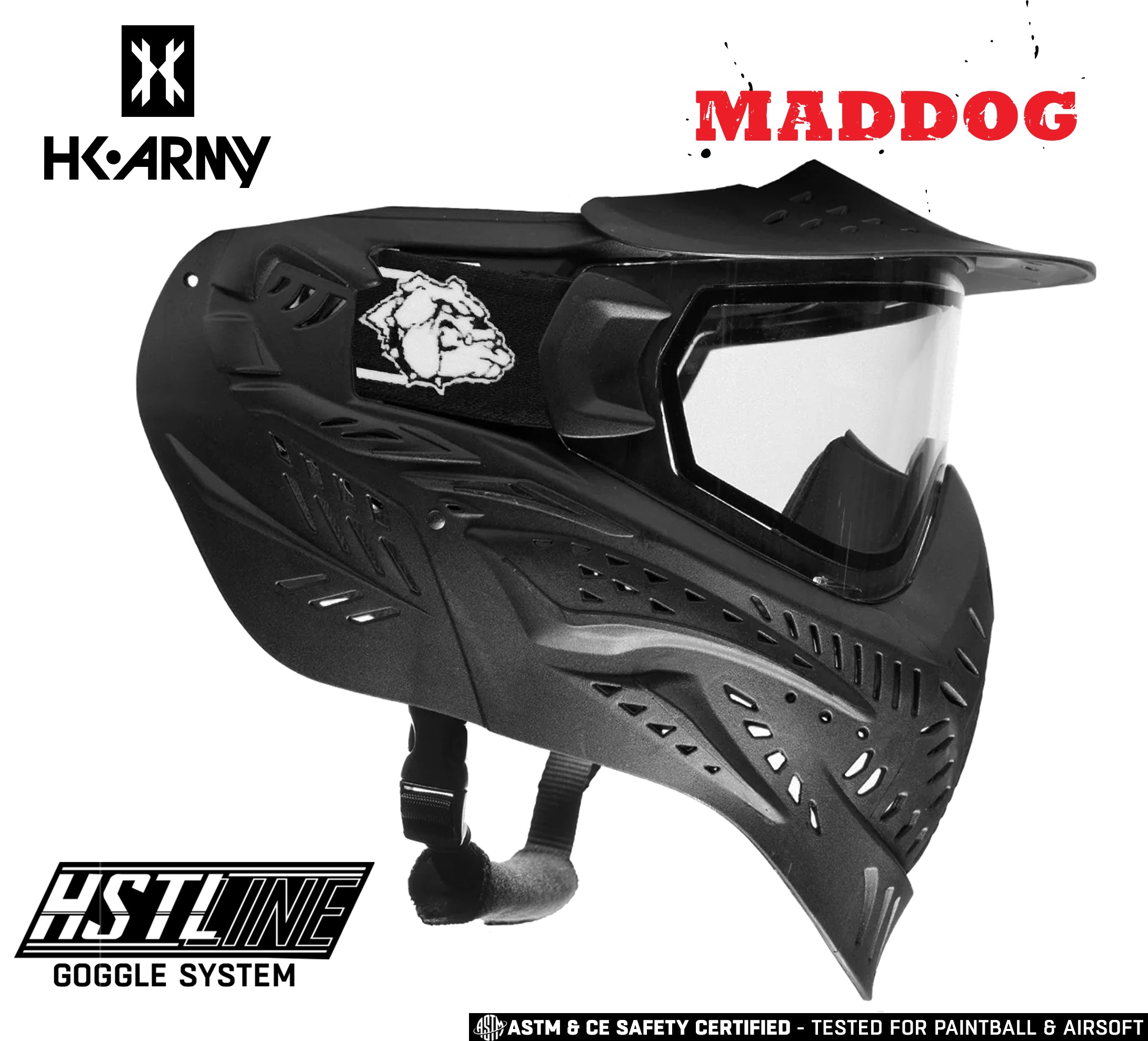 Maddog HK Army HSTL Goggle Paintball Airsoft Mask with Anti Fog Thermal Lens - Black w/ Clear Lens