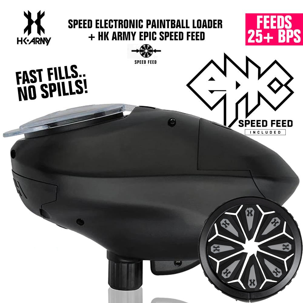 HK Army Speed Electronic Paintball Loader with Epic Speed Feed - 25+ BPS