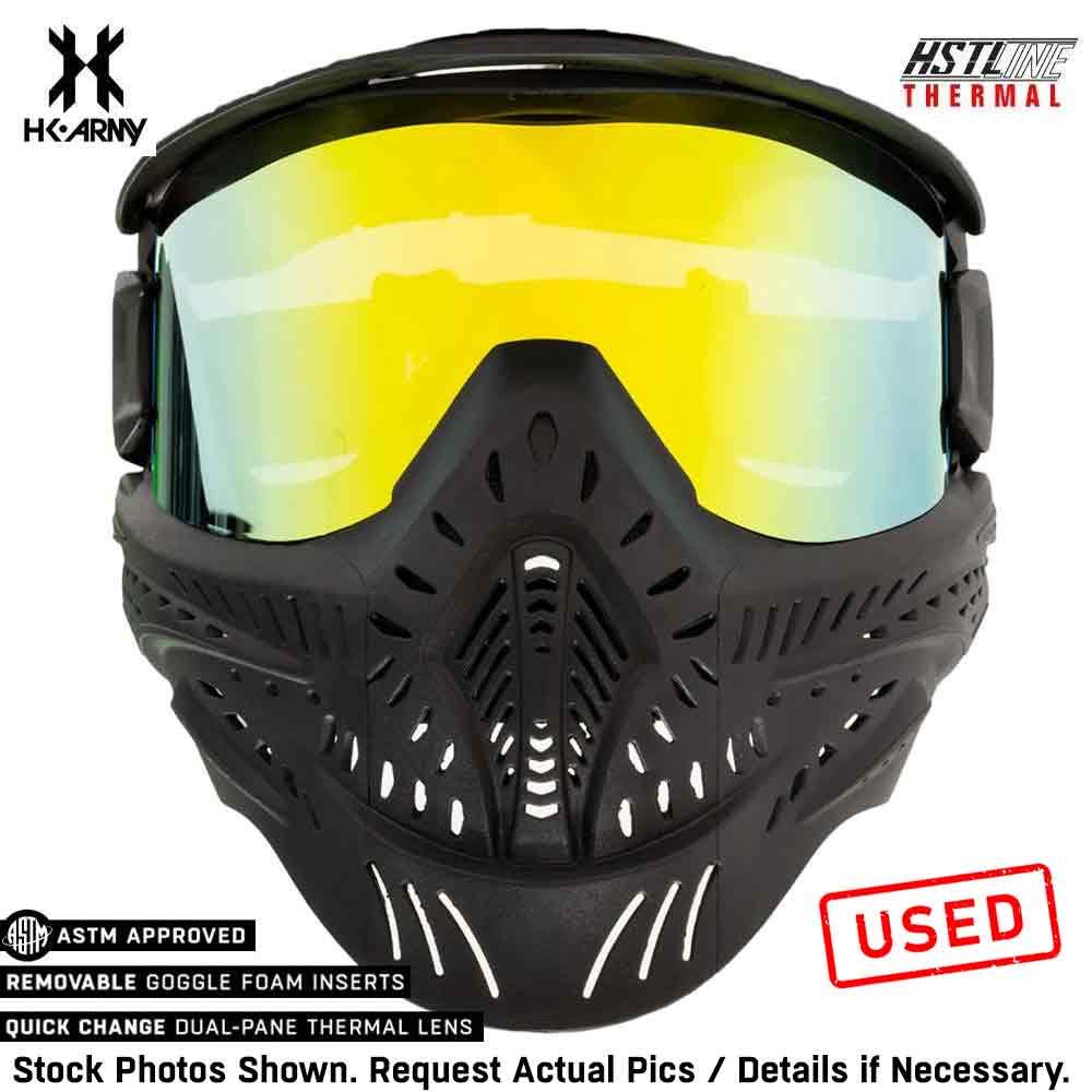 CLEARANCE HK Army HSTL Goggle Paintball Airsoft Mask with Anti Fog Thermal Lens - Black w/ Gold Lens