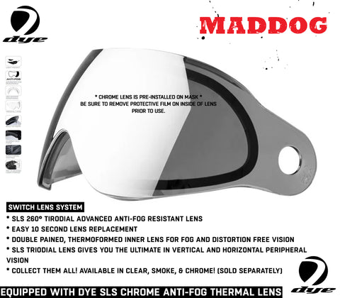 Maddog Dye SE Special Edition Thermal Anti-Fog Paintball Mask Goggle | Smoke - Clear - Mirror