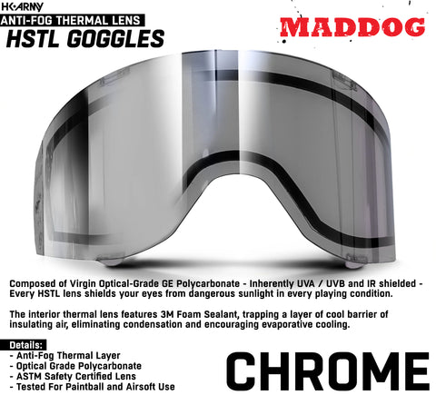 Maddog HK Army HSTL Goggle Paintball Airsoft Mask with Anti Fog Thermal Lens - Black w/ Chrome Lens