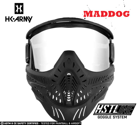 Maddog HK Army HSTL Goggle Paintball Airsoft Mask with Anti Fog Thermal Lens - Black w/ Chrome Lens