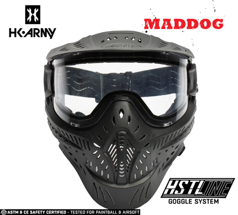 Maddog HK Army HSTL Goggle Paintball Airsoft Mask with Anti Fog Thermal Lens - Black w/ Clear Lens