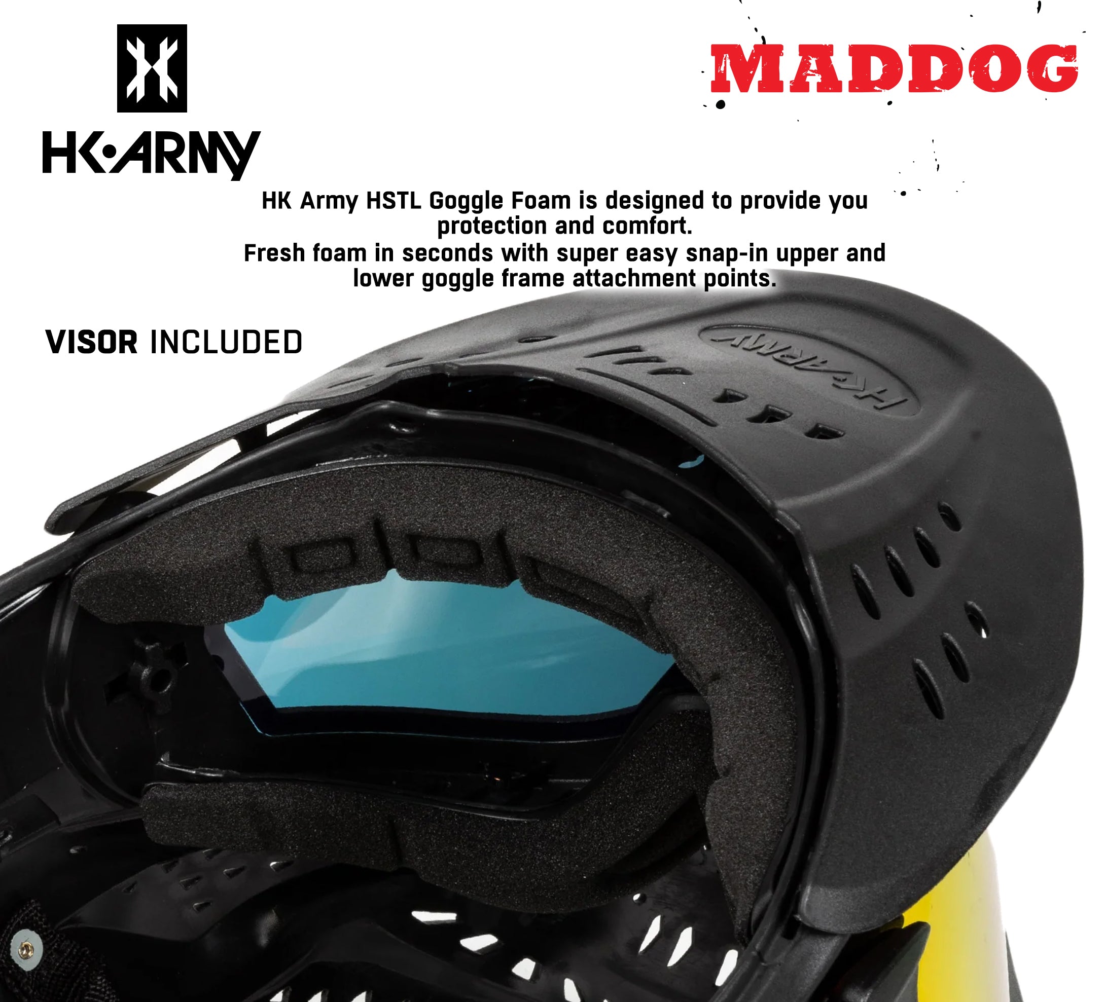 Maddog HK Army HSTL Goggle Paintball Airsoft Mask with Anti Fog Thermal Lens - Black w/ Fire Lens