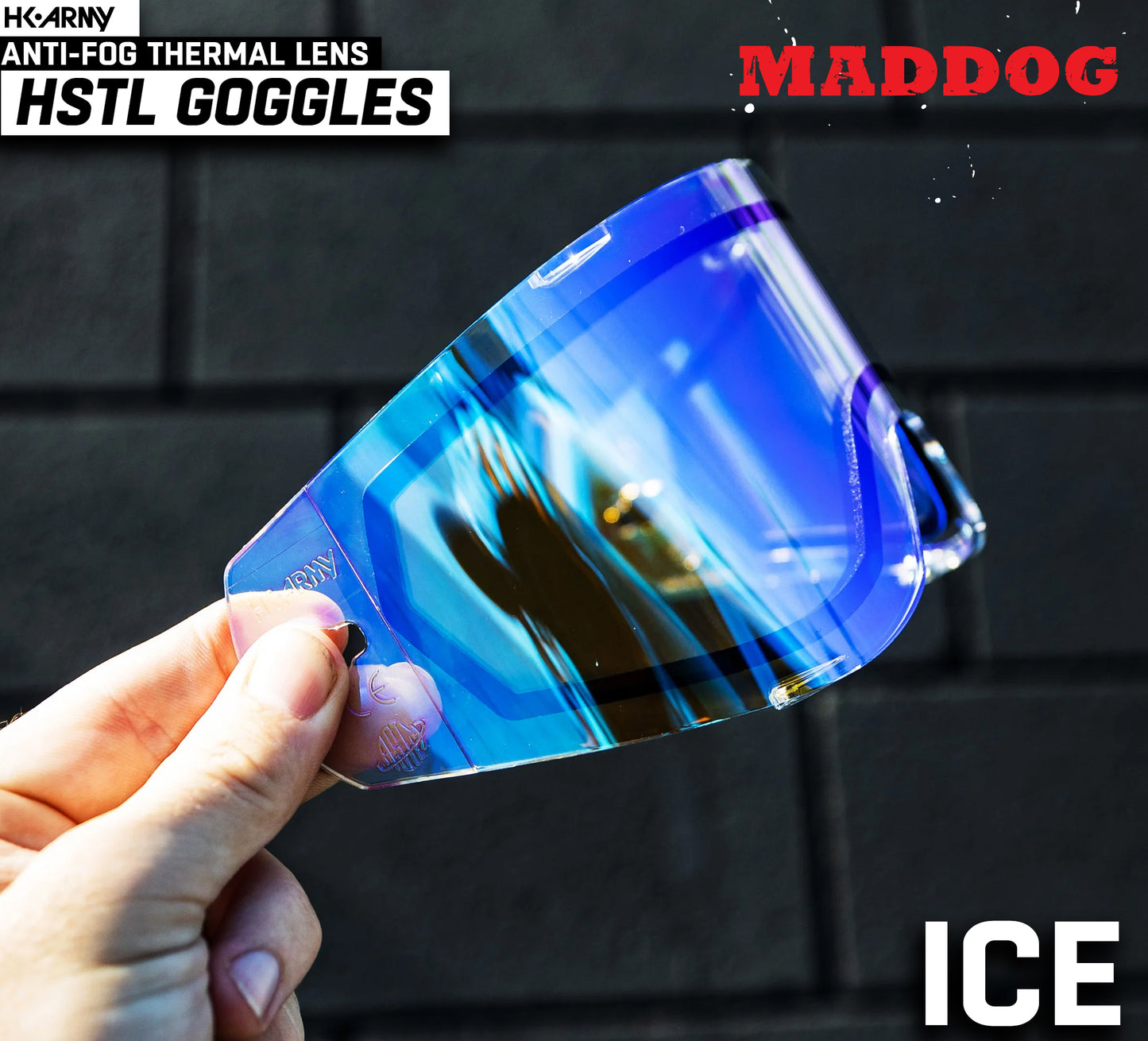 Maddog HK Army HSTL Goggle Paintball Airsoft Mask with Anti Fog Thermal Lens - Black w/ Ice Lens