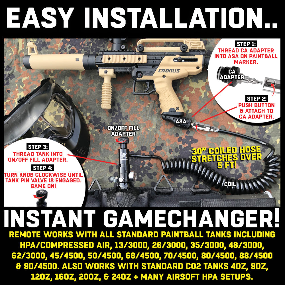 CLEARANCE Maddog Quick Disconnect Paintball Tank Remote Coils - High Pressure Air (HPA) & CO2 | USED But NOT Abused