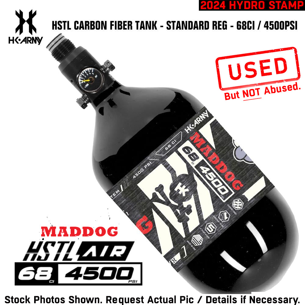CLEARANCE Maddog HK Army HSTL 68/4500 Carbon Fiber HPA Compressed Air Paintball Tank Bottle System - Standard Reg - HYDRO 02/2024