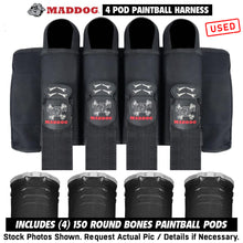 CLEARANCE Maddog 4 Pod Vertical Paintball Harness Pod Pack w/ (4) 150 Round BONES Paintball Pods | USED