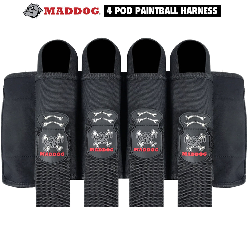 Maddog 4 Pod Vertical Paintball Harness Pod Pack - Black